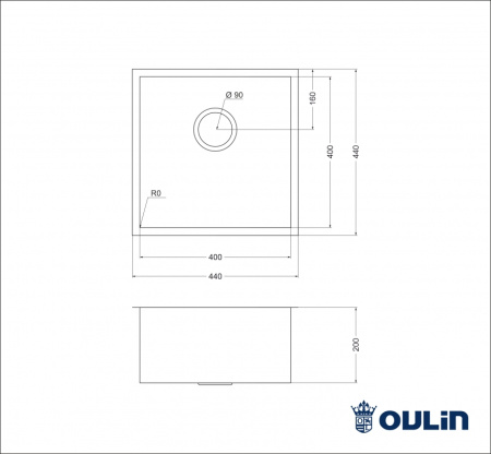 Кухонная мойка (44х44) Oulin OL-F101