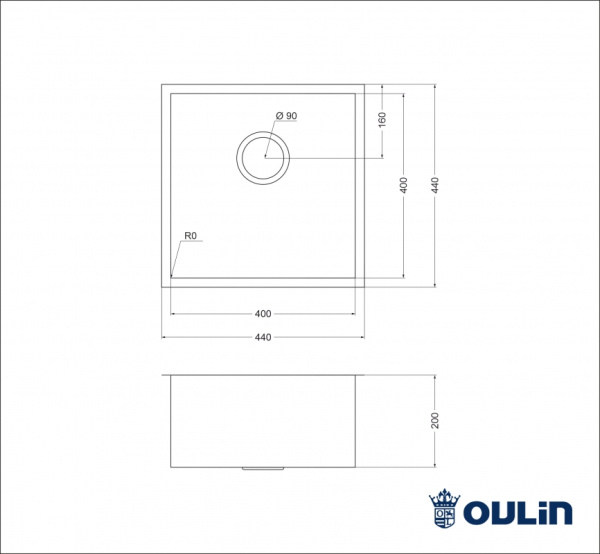 Кухонная мойка (44х44) Oulin OL-F101