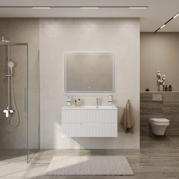 Тумба под раковину Cezares DUET-N-1000-2C-SO-BL-R Bianco Lucido