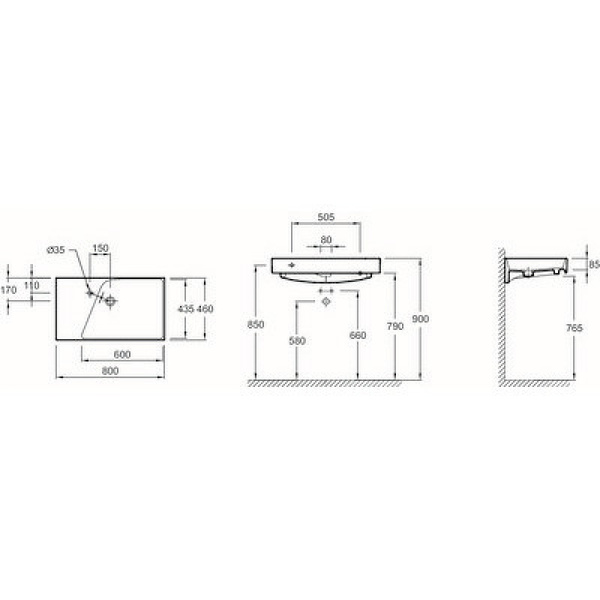 Раковина подвесная Jacob Delafon Rythmik 80 XO112K-00
