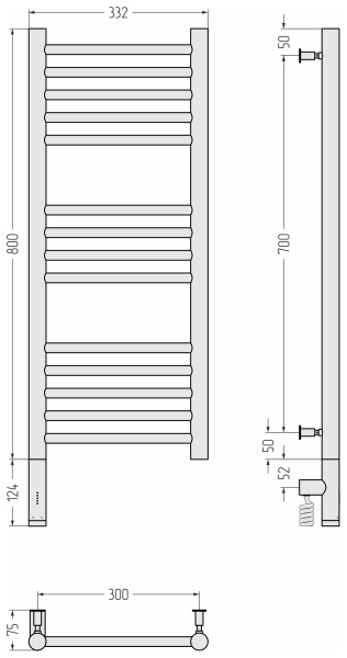Полотенцесушитель электрический (80х30) Сунержа Богема 3.0 022-5804-8030 левый