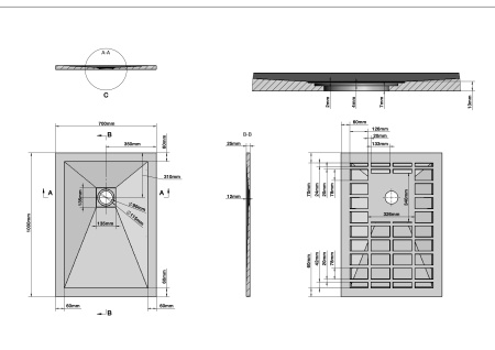 Душевой поддон из искусственного камня (100х70) Grossman Strong GR-S170100Q