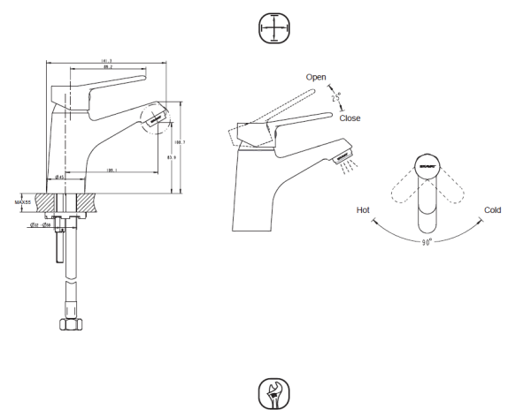 Смеситель для раковины Bravat Eco F1111147C