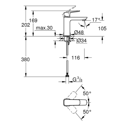 Смеситель для раковины Grohe Cubeo 1017550000