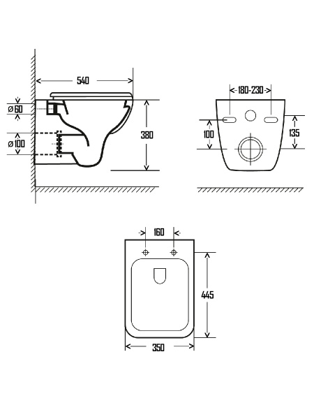 Унитаз подвесной безободковый AQUAme AQM2007