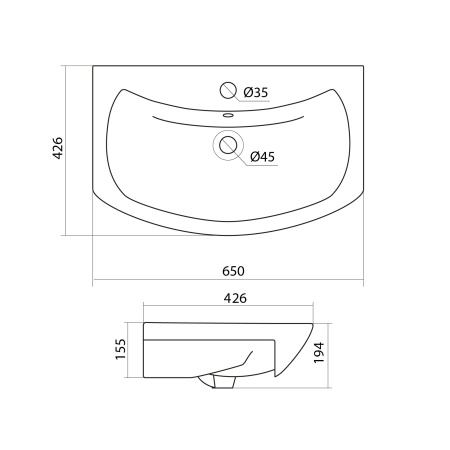 Раковина подвесная (65х42,6) Santek Балтика 65 1WH207775