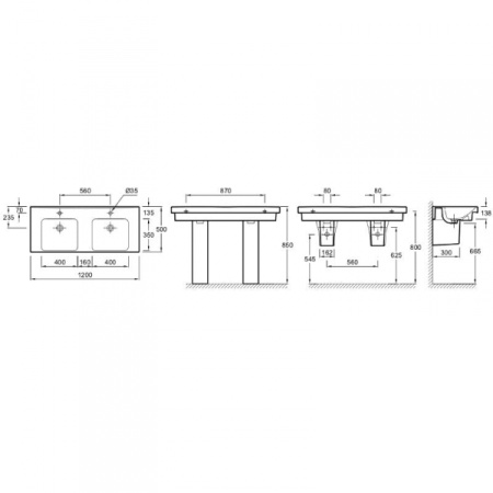 Раковина двойная (120х50) Jacob Delafon Odeon Up E4730-00