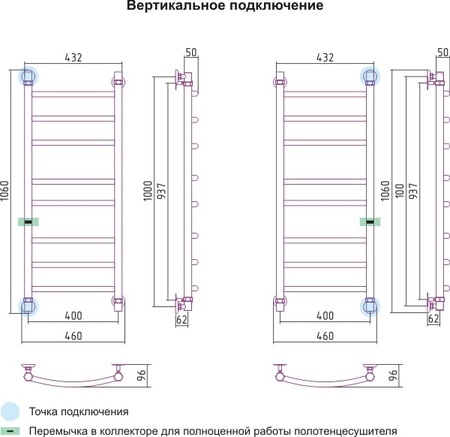 Полотенцесушитель водяной Сунержа Галант 00-0100-1040