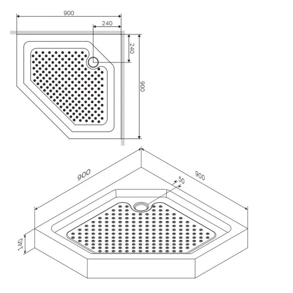 Акриловый поддон (90х90) Am.Pm Gem W90T-405-090WT белый