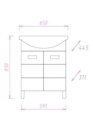 Тумба под раковину напольная Onika Балтика 65 106529