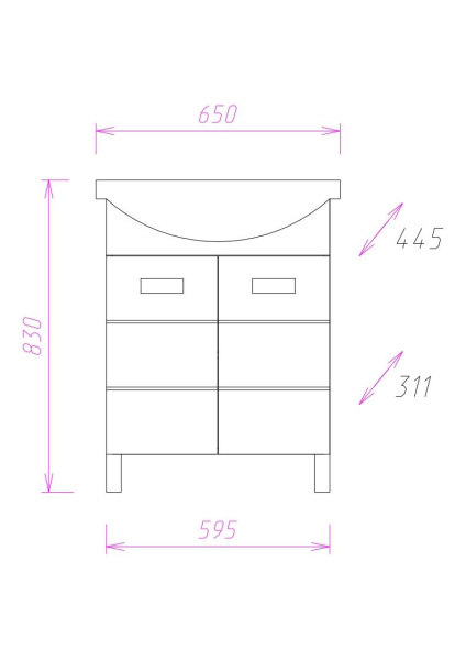 Тумба под раковину напольная Onika Балтика 65 106529