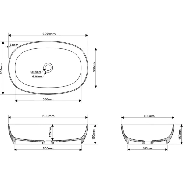 Раковина накладная Abber Stein AS2633 белая матовая