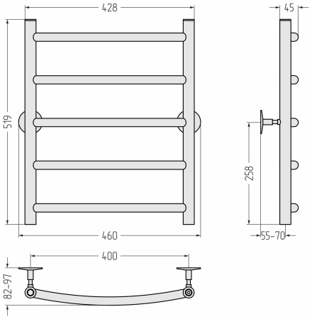 Полотенцесушитель водяной Стилье Универсал-50 (600х400) 00650-6040