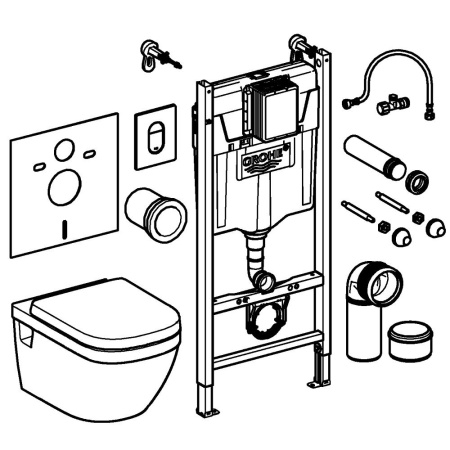 Инсталляция GROHE Solido 5в1 Euro Ceramic WC ArenaCosmo 39700 000 (39700000)