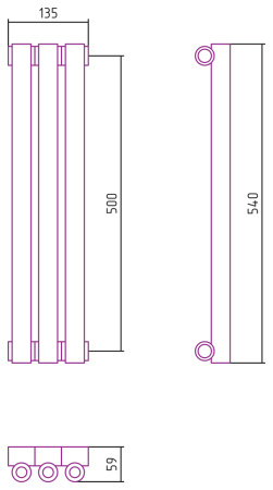 Полотенцесушитель Водяной Сунержа Эстет-0 (50х13) 3 секции Матовое Золото 032-0331-5003