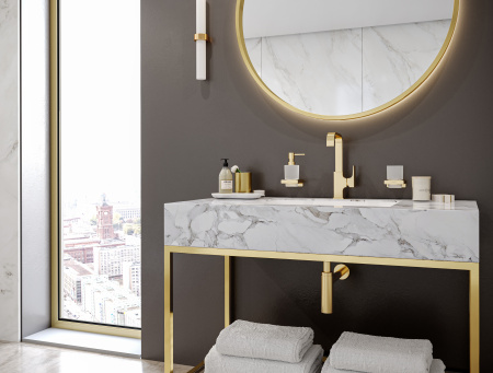 Смеситель для раковины с донным клапаном Push-Open Hansgrohe Metropol 32511990 полированное золото