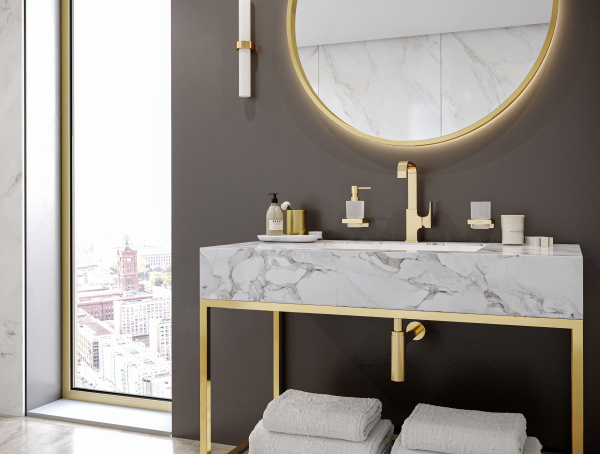Смеситель для раковины с донным клапаном Push-Open Hansgrohe Metropol 32511990 полированное золото