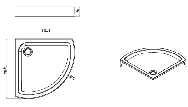 Акриловый поддон (90х90) Am.Pm Like Solo Slide W83T-315-090W