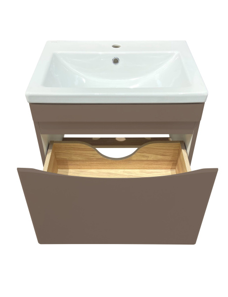Тумба под раковину Runo подвесная бежевая (под умывальник Moduo 60 ) Афина 60 (00-00001206)