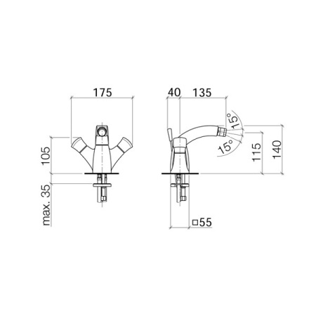 Смеситель для биде Dornbracht Square 24.510.910.00