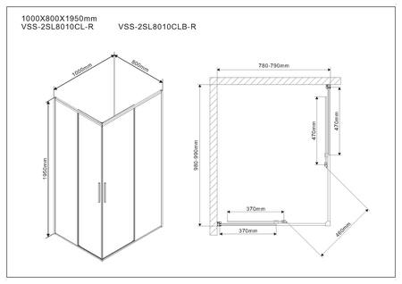 Душевой уголок Vincea  Slim VSS-2SL8010CL-R (100х80)  хром, стекло прозрачное, правый