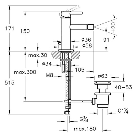 Смеситель для биде Vitra Origin A4255936WTC