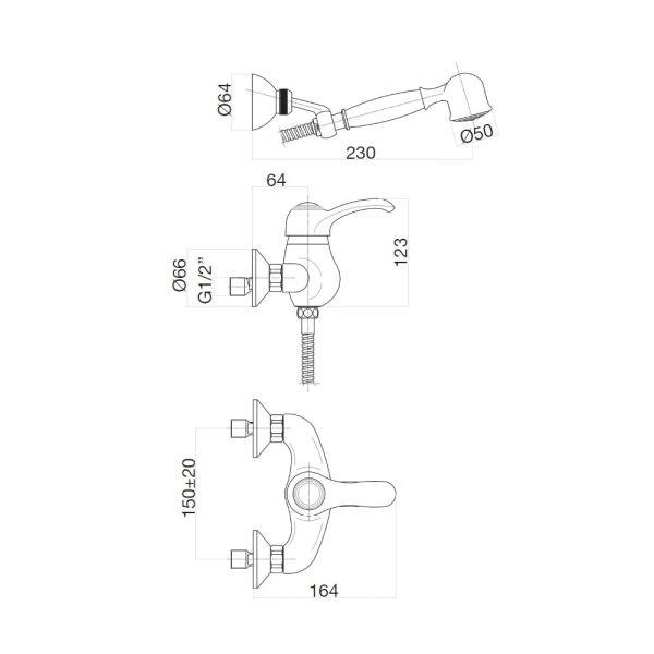 Смеситель для душа Webert Aurora AU870101060, медь