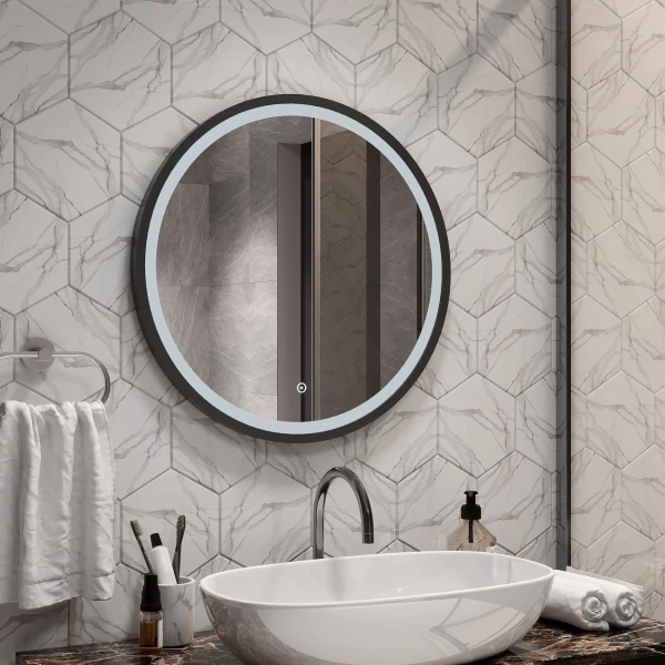 Зеркало с подсветкой Art&Max Livorno AM-Liv-600-DS-F-Nero сенсорным выключателем