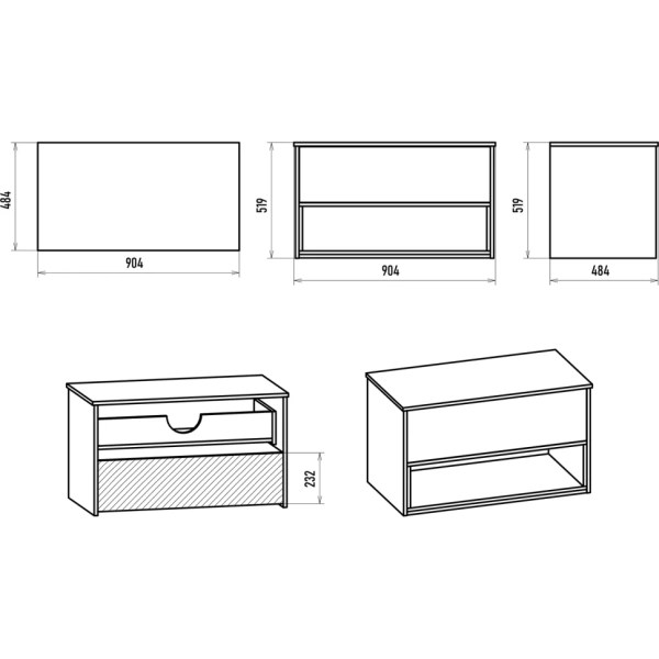 Тумба под раковину Brevita Bergen 90 BER-07090-19-01-1Я