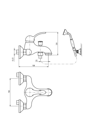 Смеситель для ванны Rav Slezak Labe L054.5/2SM