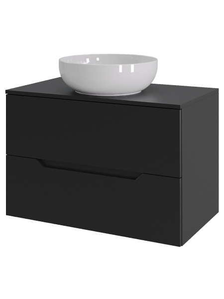 Тумба с раковиной подвесная 70 см, Orange Line Li-70TubMDF+B07-420W черный/белый