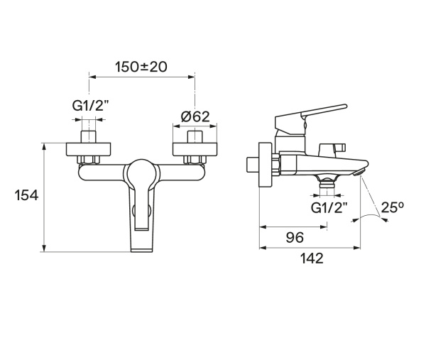 Смеситель для ванны Santek Найра  WH5A10001C001