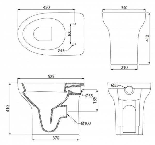 Унитаз приставной BelBagno Anto BB112CB