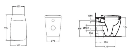 Унитаз напольный приставного Ideal Standard Ventuno T316301