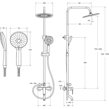 Душевая система BelBagno Aurora AURORA-VSCM-CRM