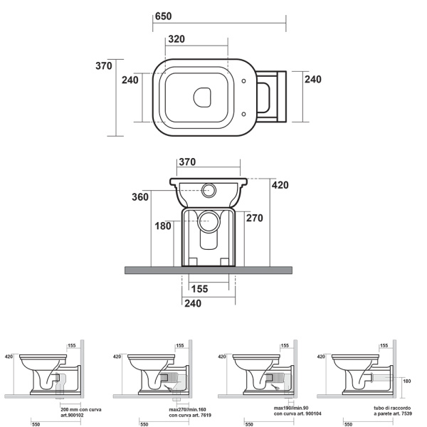 Чаша напольного унитаза Kerasan Waldorf 411631 без сиденья, черный матовый