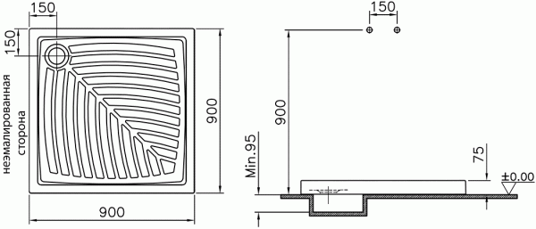Душевой поддон Vitra Arkitekt 4096L003-0578