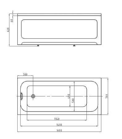 Акриловая ванна Aquatek Мия (160x70) MIY160-0000001