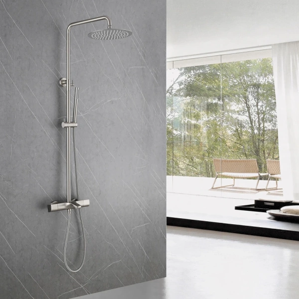 Душевая стойка ABBER Thermostat AF8516SPL с термостатом и изливом, сатин