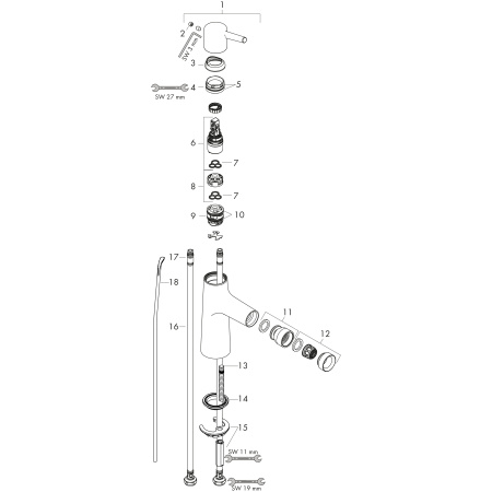 Смеситель для биде с донным клапаном Hansgrohe Talis S 72200000 хром