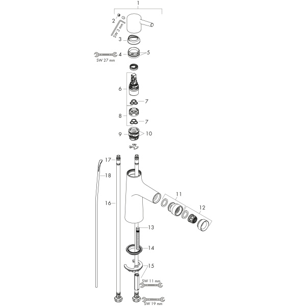 Смеситель для биде с донным клапаном Hansgrohe Talis S 72200000 хром