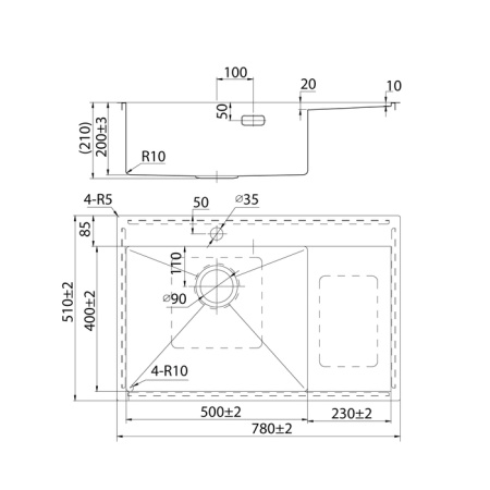 Мойка IDDIS Haze 780*510 сатин, левая (HAZ78SLi77)