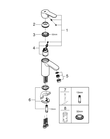 Смеситель для раковины Grohe Eurostyle Cosmopolitan 23373 20E (2337320E) хром 