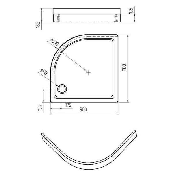 Панель для поддона Акватек 90x90 1/4 круга EKR-F0000064