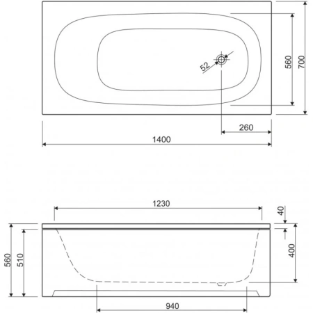 Передняя панель для акриловой ванны CEZARES ECO-140-SCR-W37