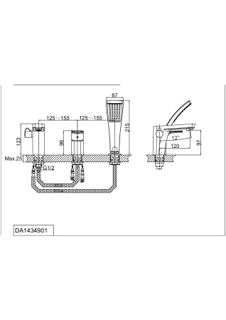 Смеситель для ванны D&K Berlin Freie (DA1434901)