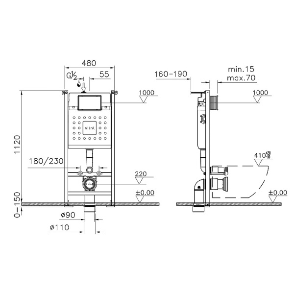 Комплект унитаза с инсталляцией Vitra Normus L-box 9773B003-7207