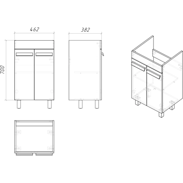 Тумба напольная Grossman НЕО-50 см 105006 белая, с дверками