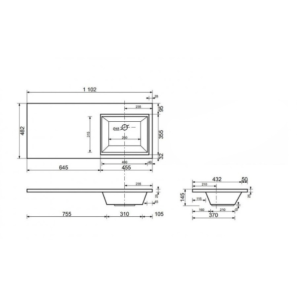 Раковина Style Line Estetus Даллас 110 СС-00002393 правая
