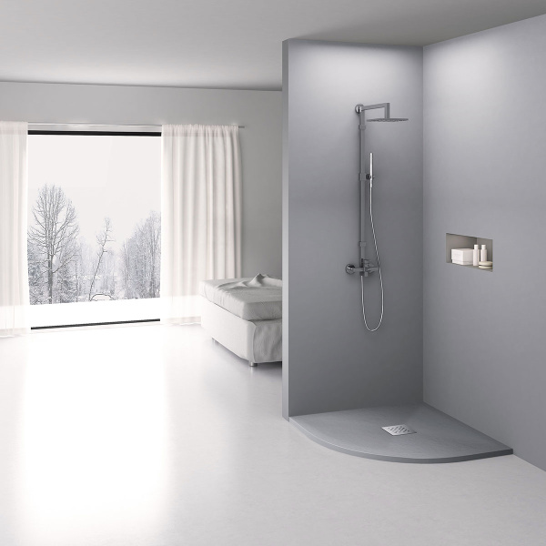 Душевой поддон из искусственного камня  (900х90) Vincea VST-4SQ9090G,  серый